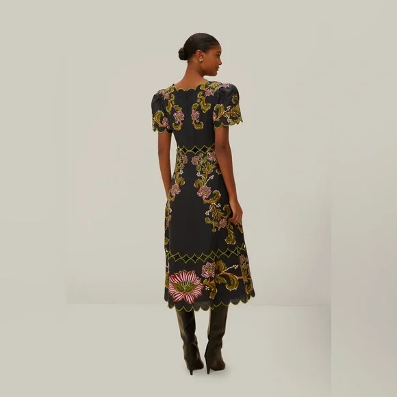 FARM RIO Black Ravenala Short Sleeve Maxi Dress, Size XX-Small, $320 - Picture 3 of 10
